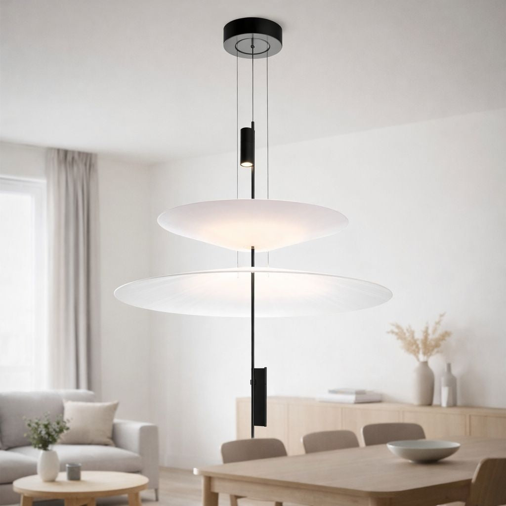 Lámpara colgante de diseño "CRANE" - Discos asimétricos - 15W - 2800K