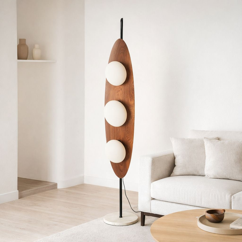 Lámpara de pie "Pacific" - Efecto madera - 3 x G9