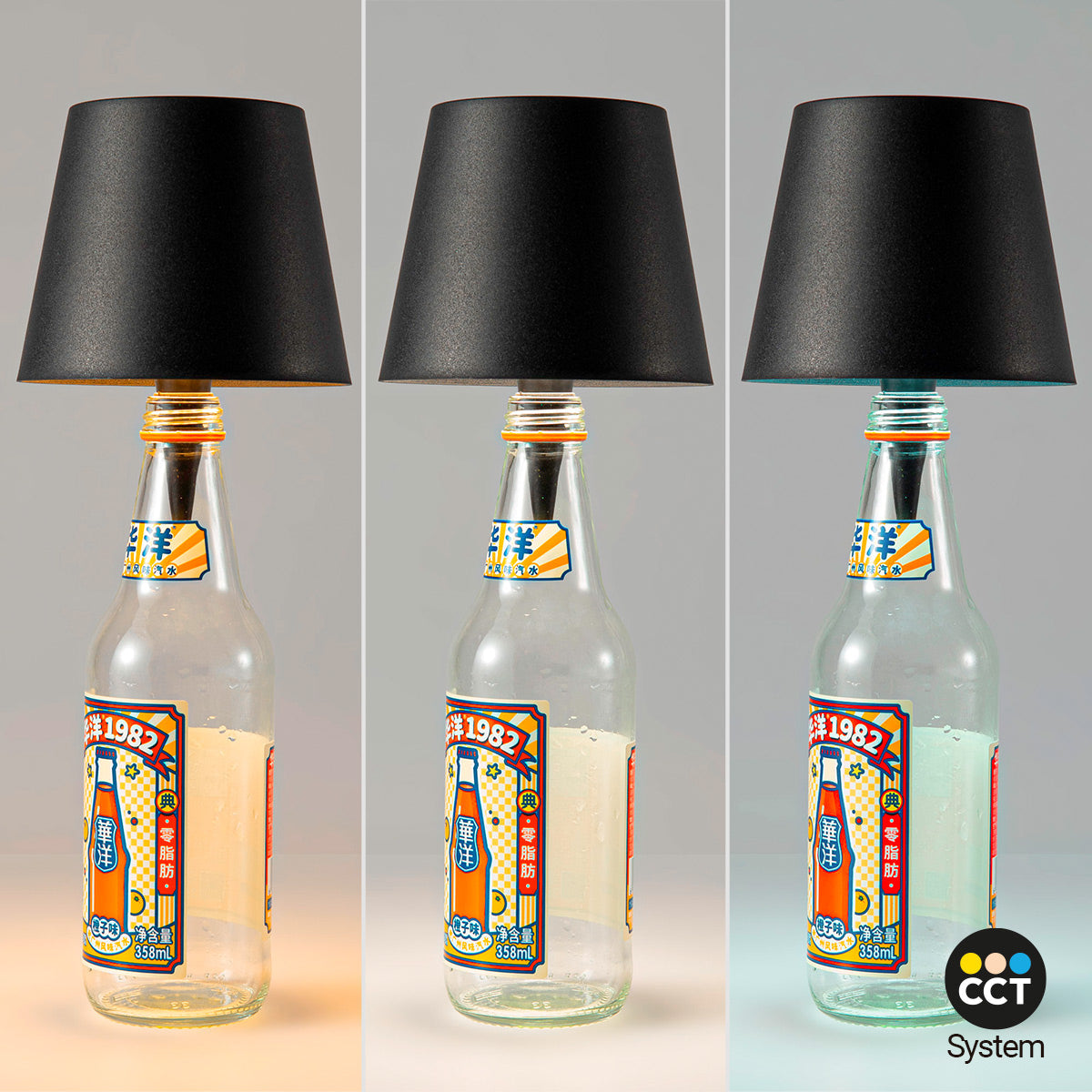 Lámpara para botellas LED CCT portátil - Táctil - Ø105 mm