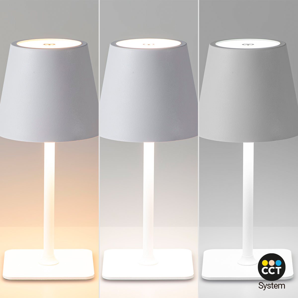 Lámpara de mesa LED CCT portátil - Táctil - Ø100 mm
