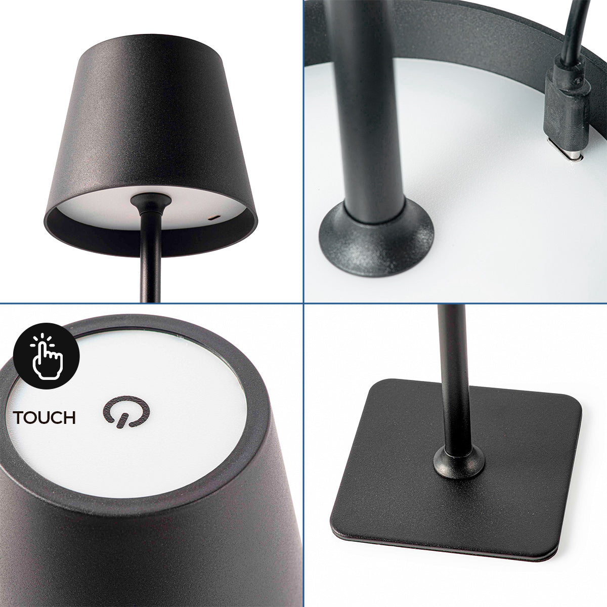 Lámpara de mesa LED CCT portátil - Táctil - Ø100 mm