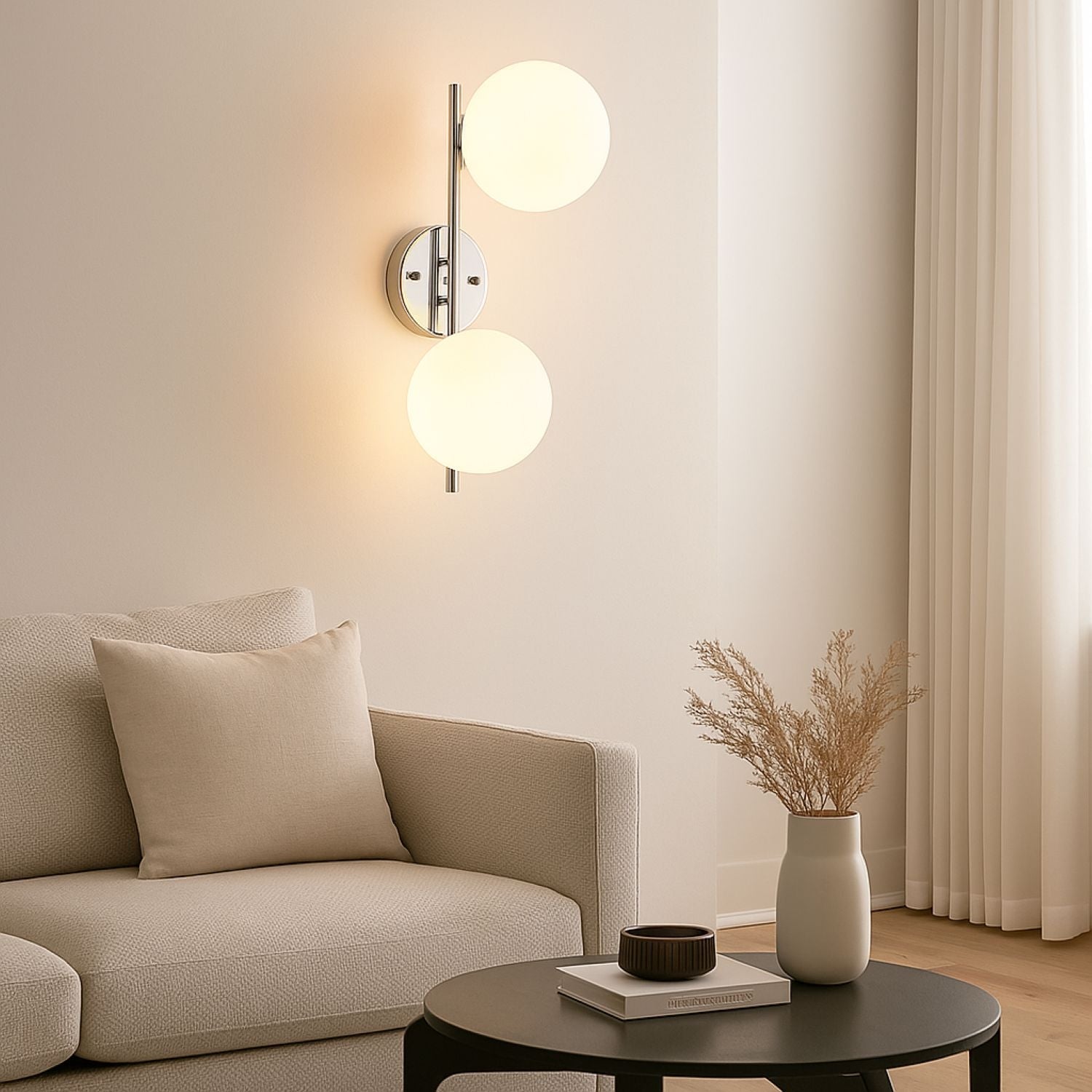 Aplique de pared doble bola cristal "Double"