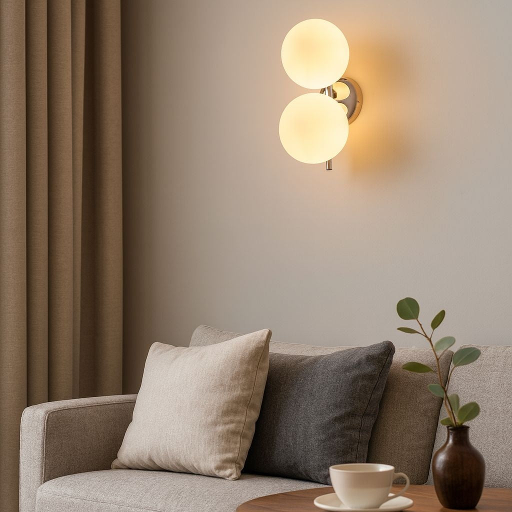 Aplique de pared doble bola cristal "VIC 150" - E27 - Ø 15cm