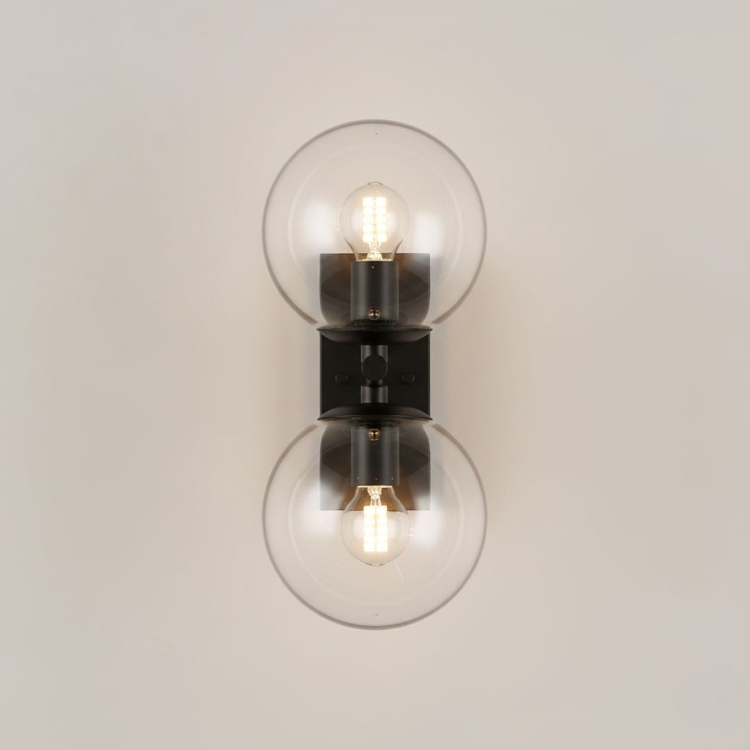 Aplique de pared con doble esfera de cristal "CANTHA" - 2 x G9