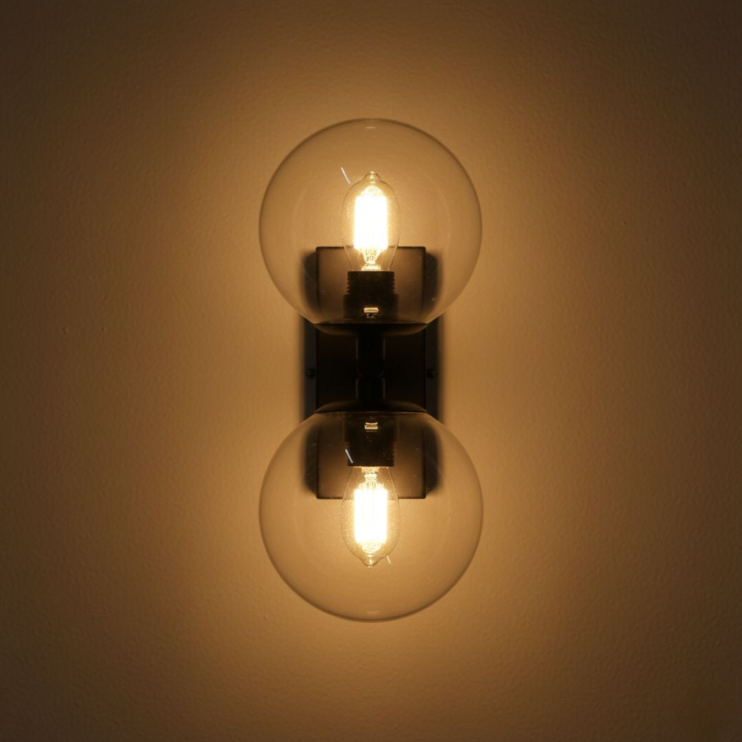 Aplique de pared con doble esfera de cristal "CANTHA" - 2 x G9