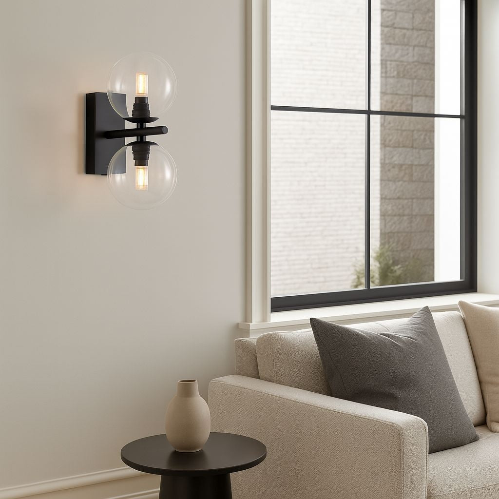 Aplique de pared con doble esfera de cristal "CANTHA" - 2 x G9