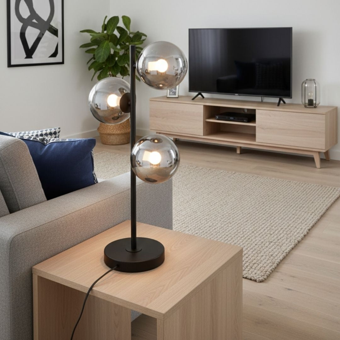 Lámpara de mesa con esferas de cristal "COMI" - 3 x G9