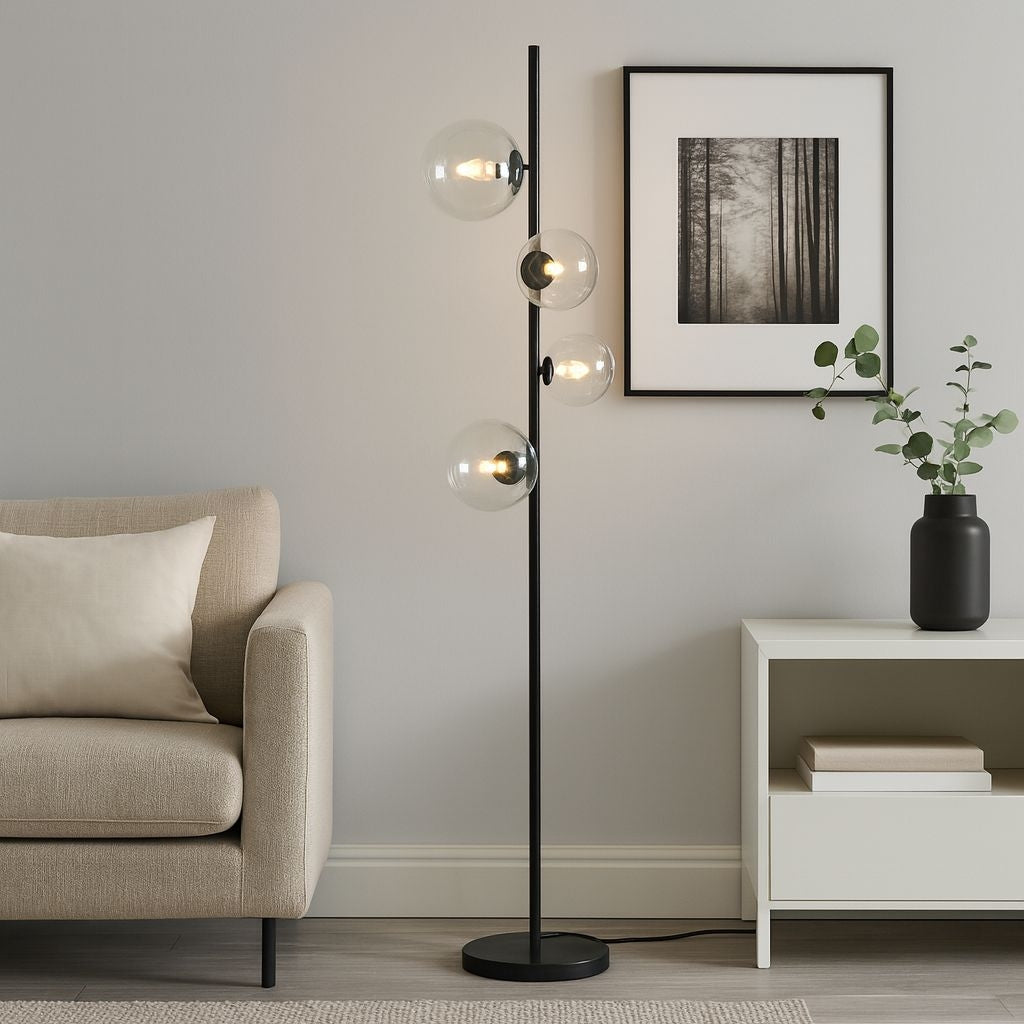 Lámpara de pie con esferas de cristal "STAND"- 4 x G9