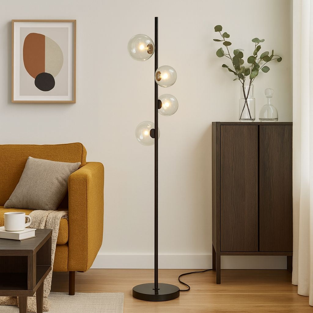 Lámpara de pie con esferas de cristal "STAND"- 4 x G9