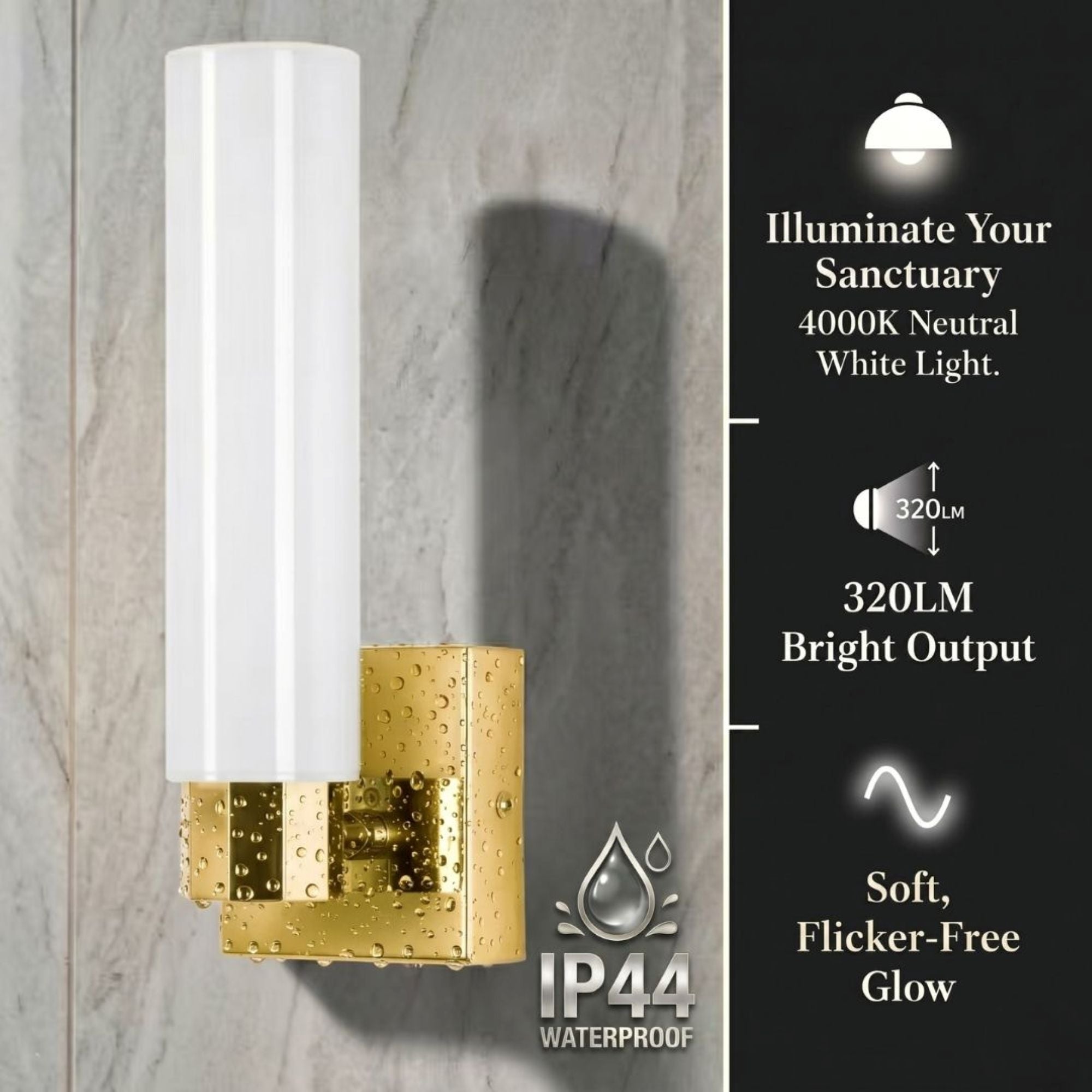 Aplique LED tubular para baño - 4W - 320lm - IP44