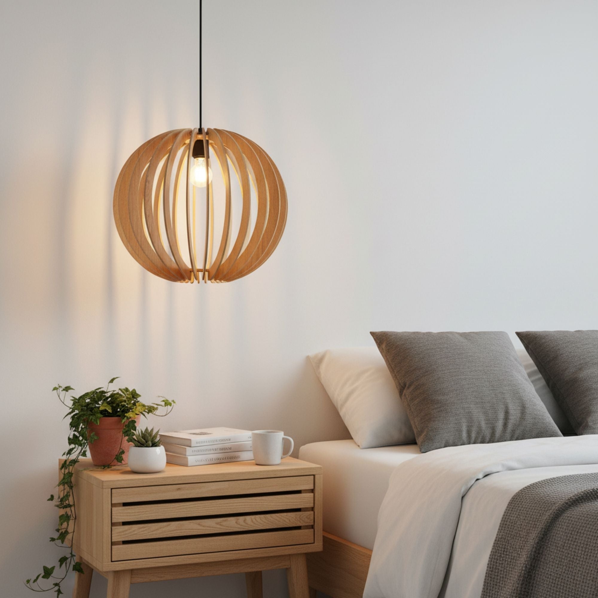 Lámpara colgante madera "BURMA" - Ø 45cm - E27