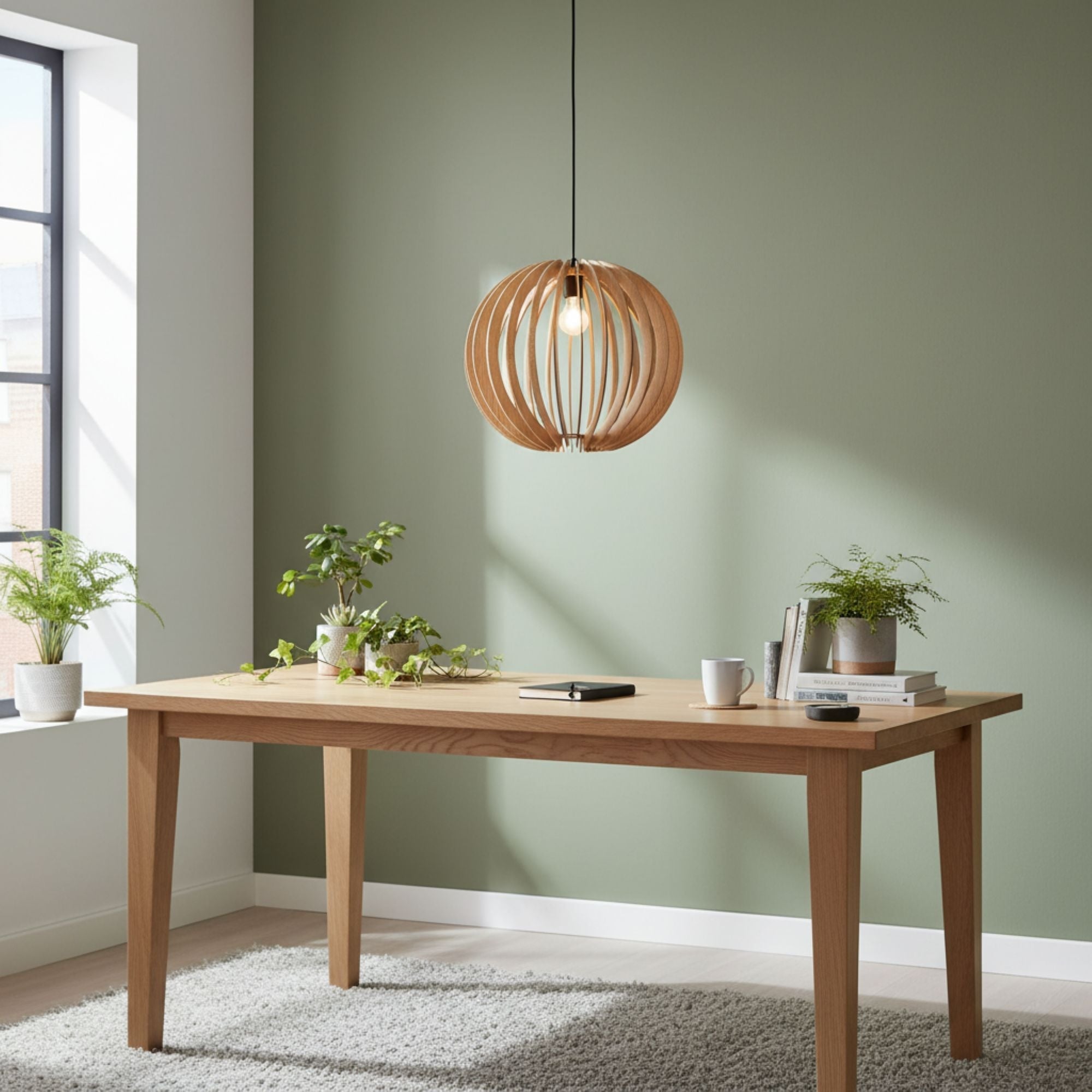 Lámpara colgante madera "BURMA" - Ø 45cm - E27