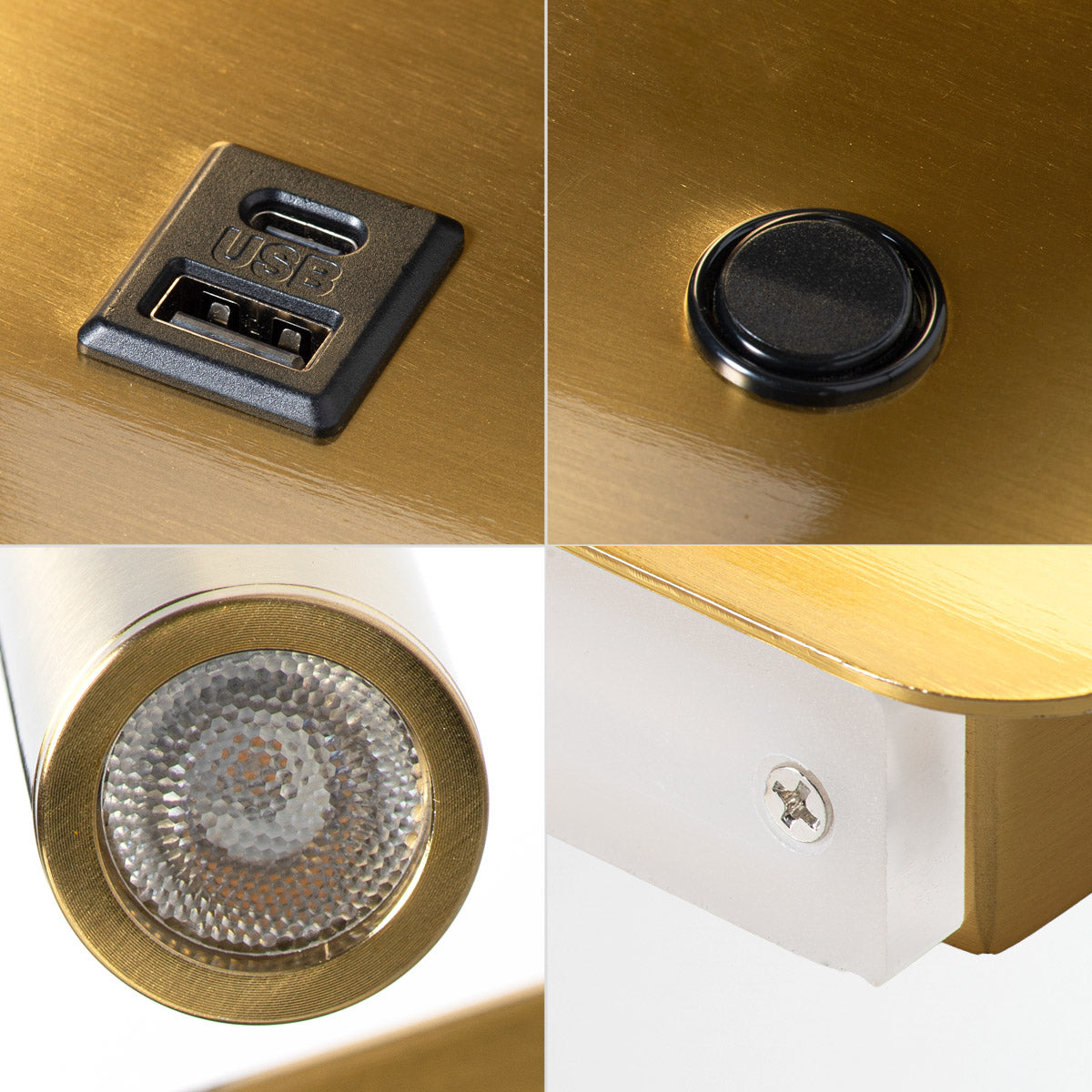 Aplique de pared para lectura "SLANGE 2" - 3W + 6W - Puerto USB + USB-C