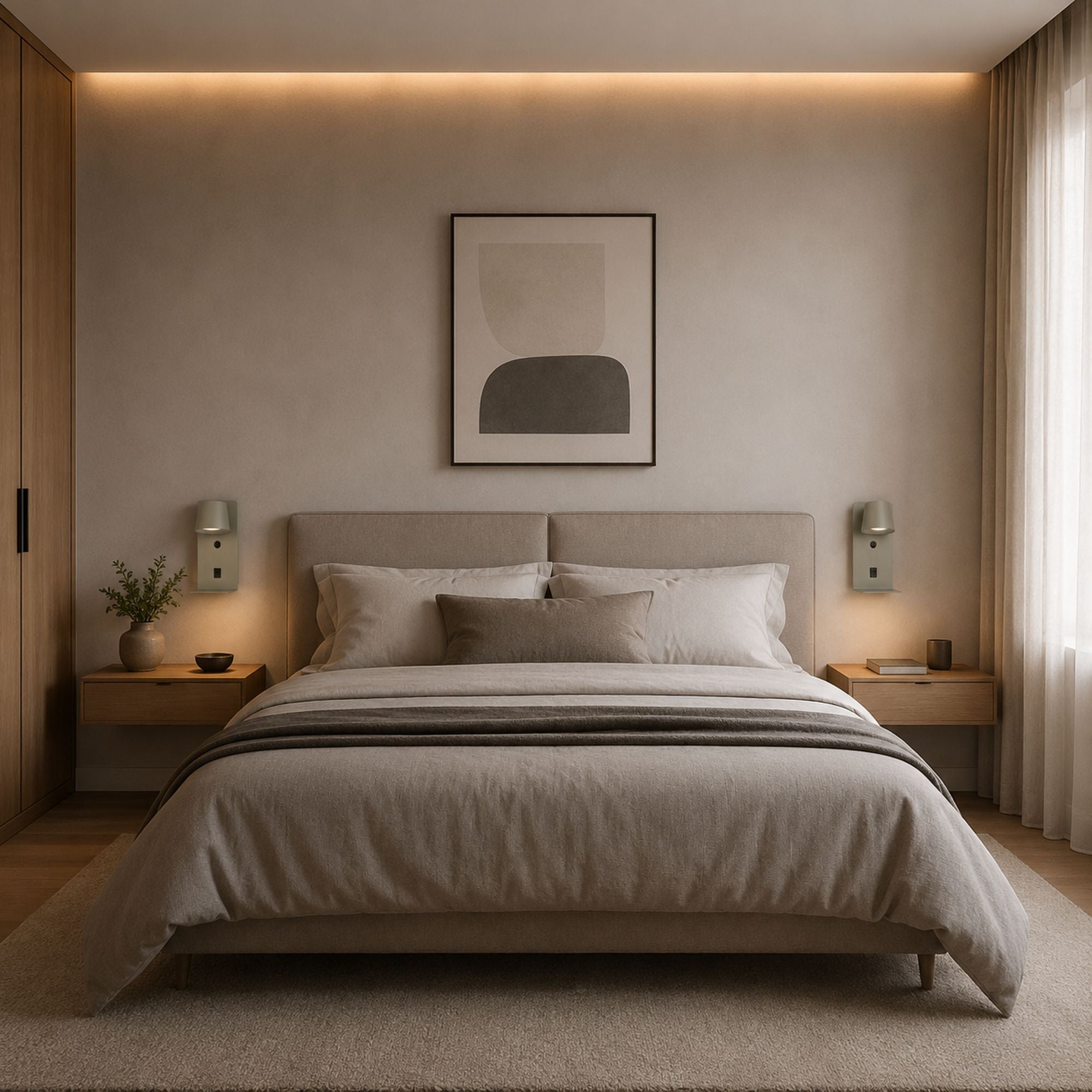 Aplique de pared para lectura "BASKOP" - Puerto USB + USB-C - 6W