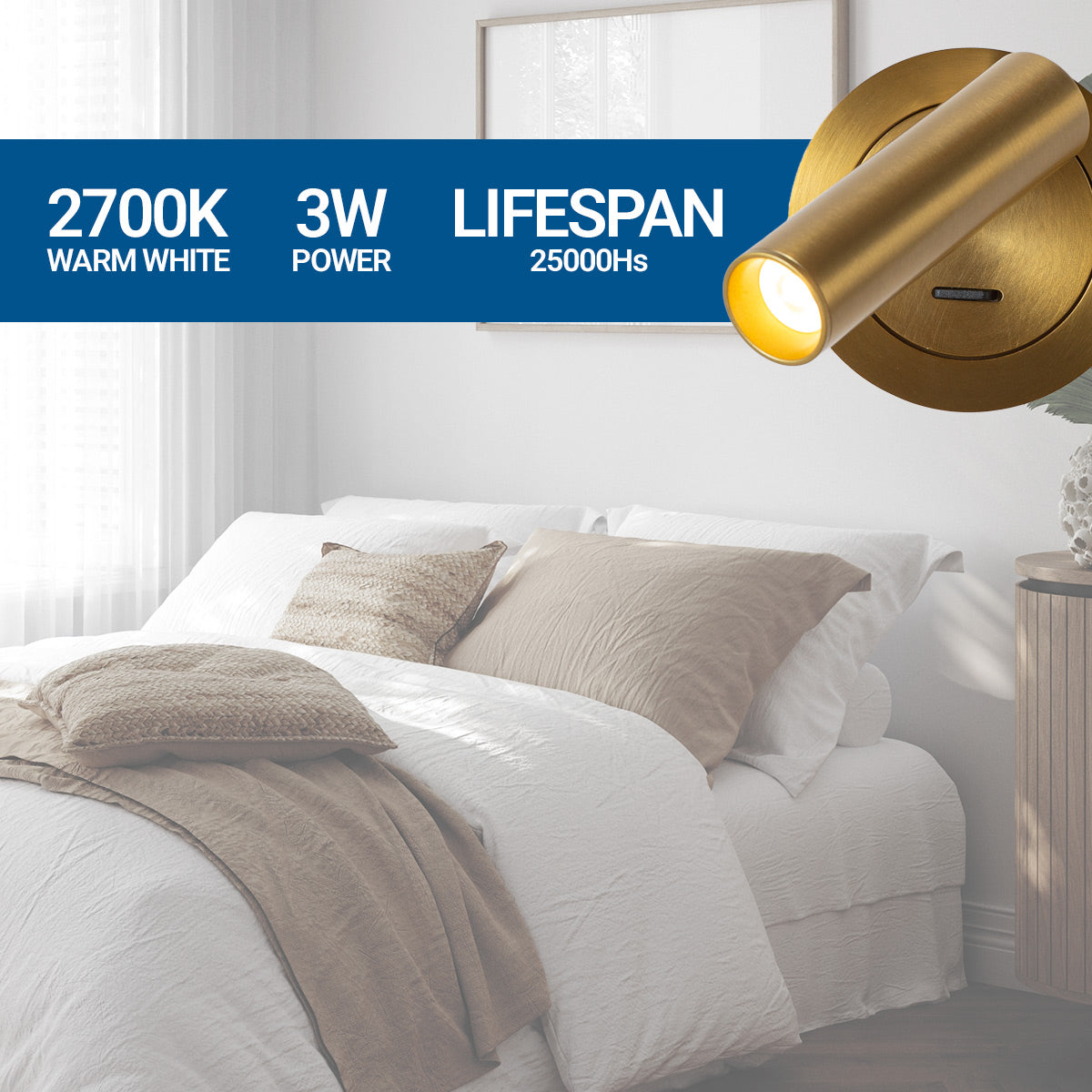 Aplique empotrable para lectura "MILSA" - 3W - 2700K - CRI 85