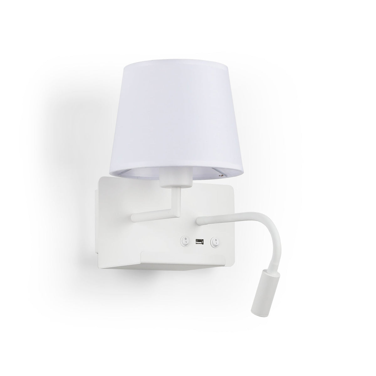 Aplique de pared para lectura "TARAN" - Con foco LED orientable y puerto USB  - E27 + 3W