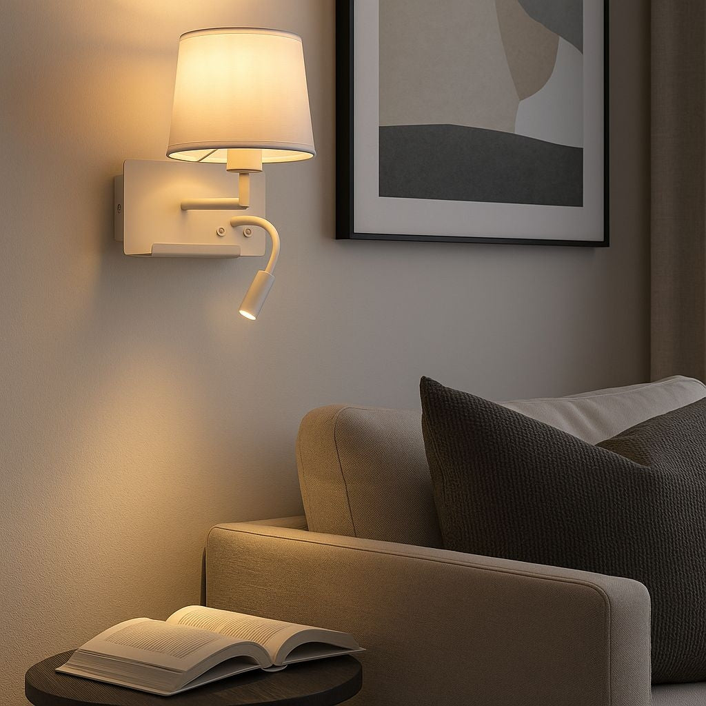 Aplique de pared para lectura "TARAN" - Con foco LED orientable y puerto USB  - E27 + 3W