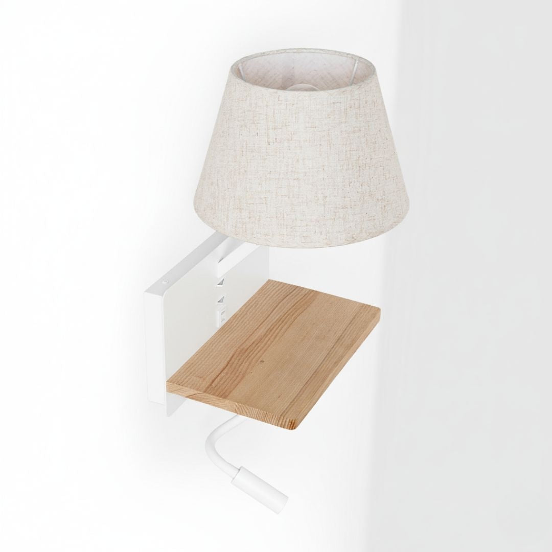 Aplique de pared para lectura "Artin USB + USBC" - Con foco LED orientable y puerto USB + USBC  - E27 + 3W