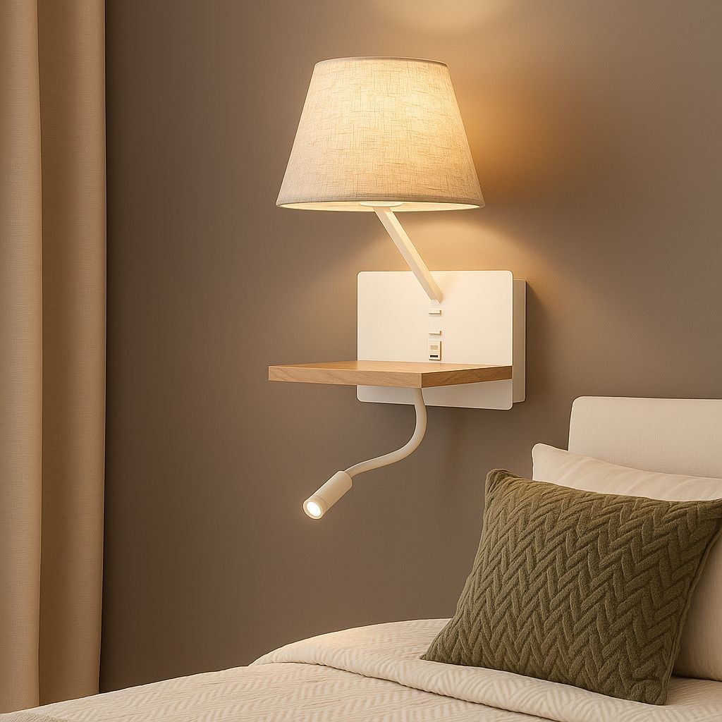 Aplique de pared para lectura "Artin USB + USBC" - Con foco LED orientable y puerto USB + USBC  - E27 + 3W