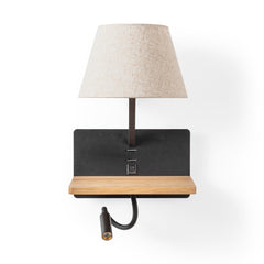 Aplique de pared para lectura "Artin USB + USBC" - Con foco LED orientable y puerto USB + USBC  - E27 + 3W