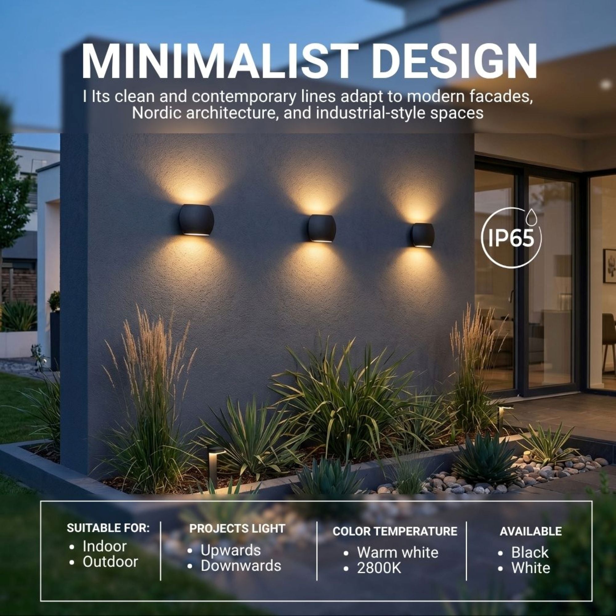 Aplique de pared LED "ARTEMIS" - Up & Down - 6W - 2700K- IP65