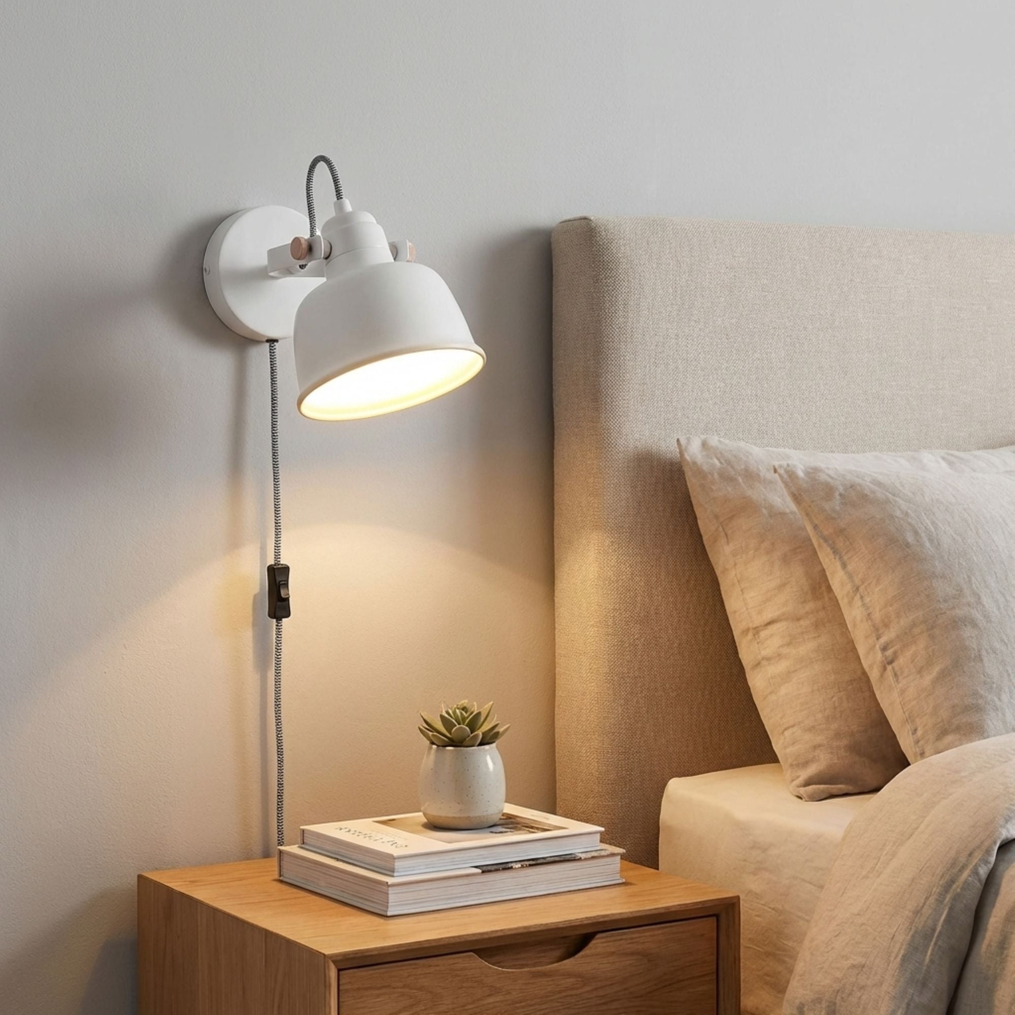 Aplique de pared interior "KUKKA" con interruptor y enchufe