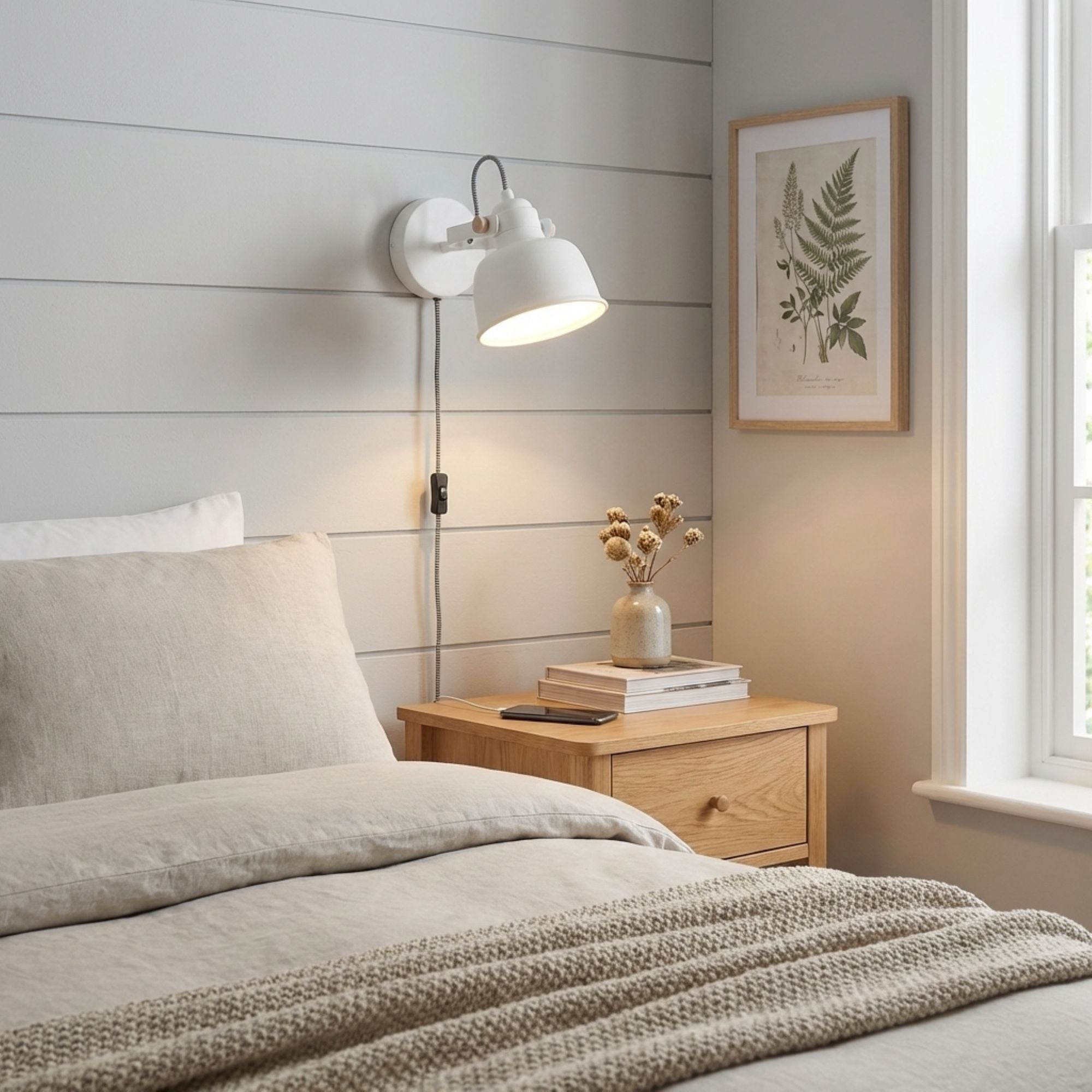 Aplique de pared interior "KUKKA" con interruptor y enchufe