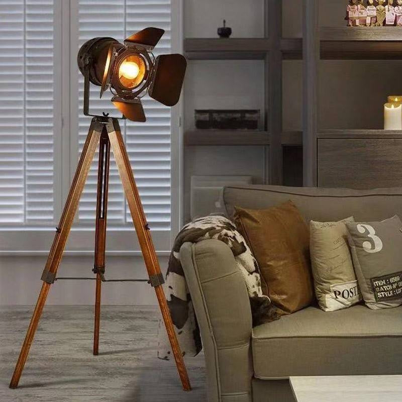 Lámpara de pie vintage con trípode "CINEMA" 139cm