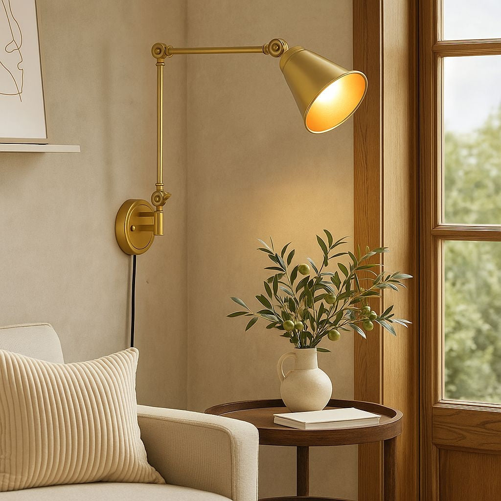 Aplique de pared vintage orientable con cable y enchufe "Tika"