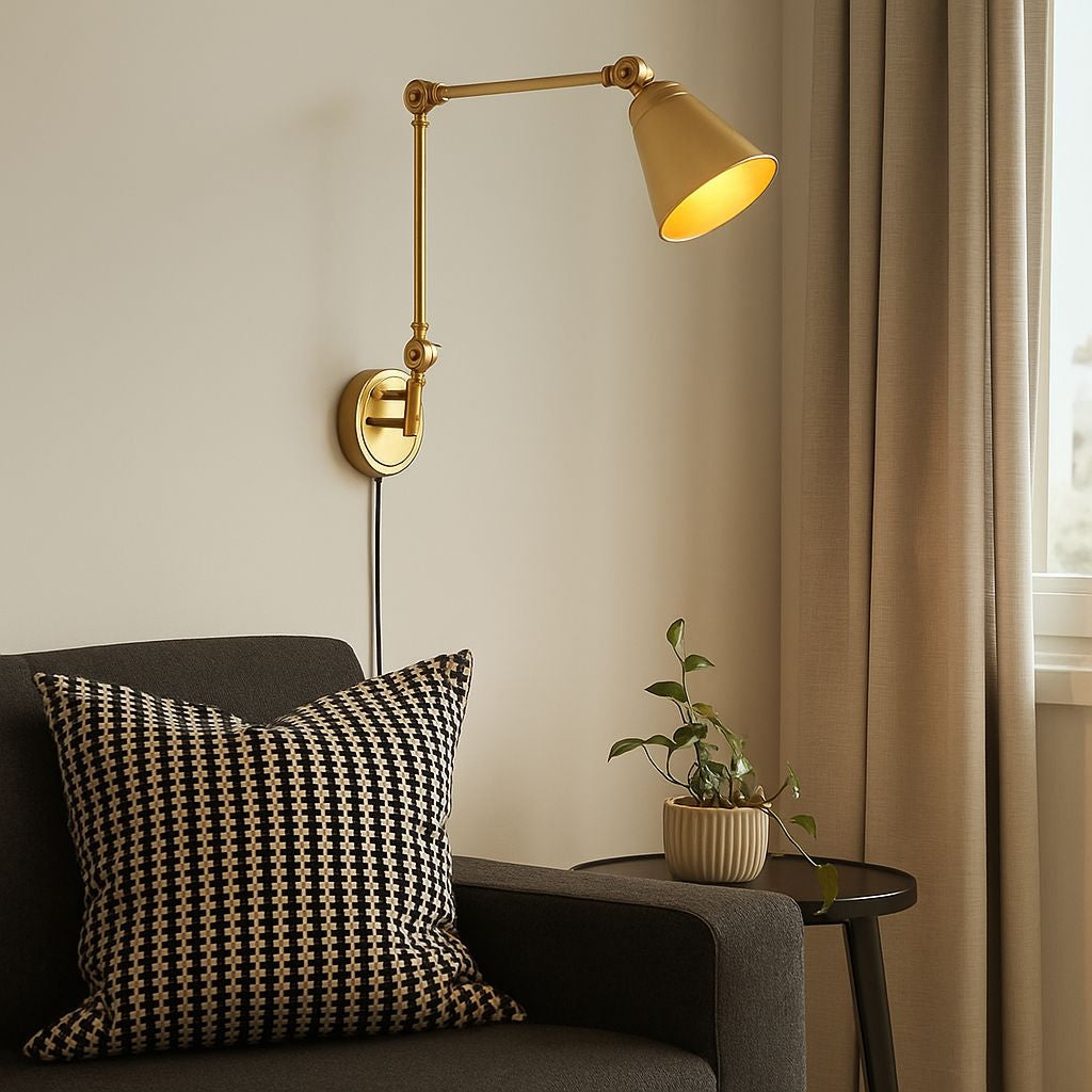 Aplique de pared vintage orientable con cable y enchufe "Tika"