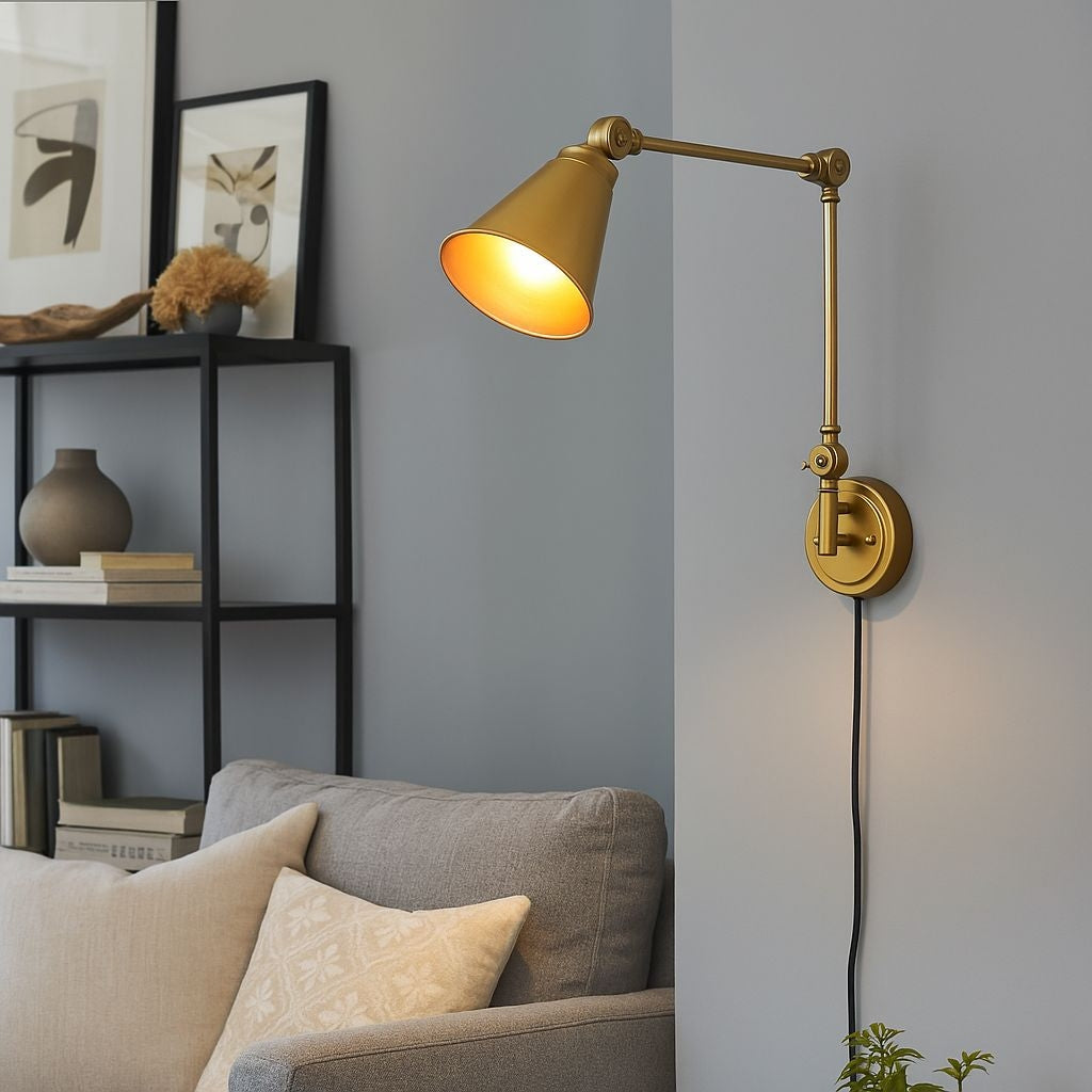 Aplique de pared vintage orientable con cable y enchufe "Tika"