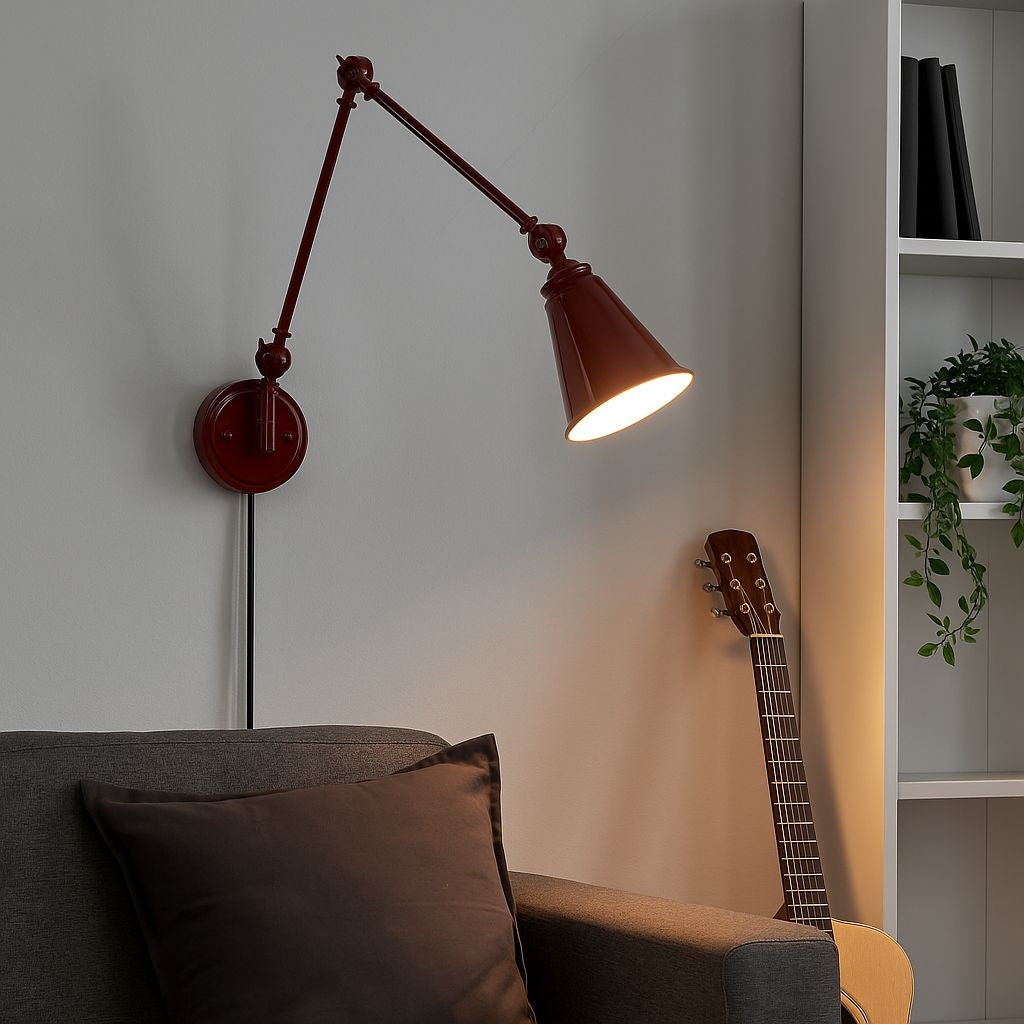 Aplique de pared vintage orientable con cable y enchufe "Tika"