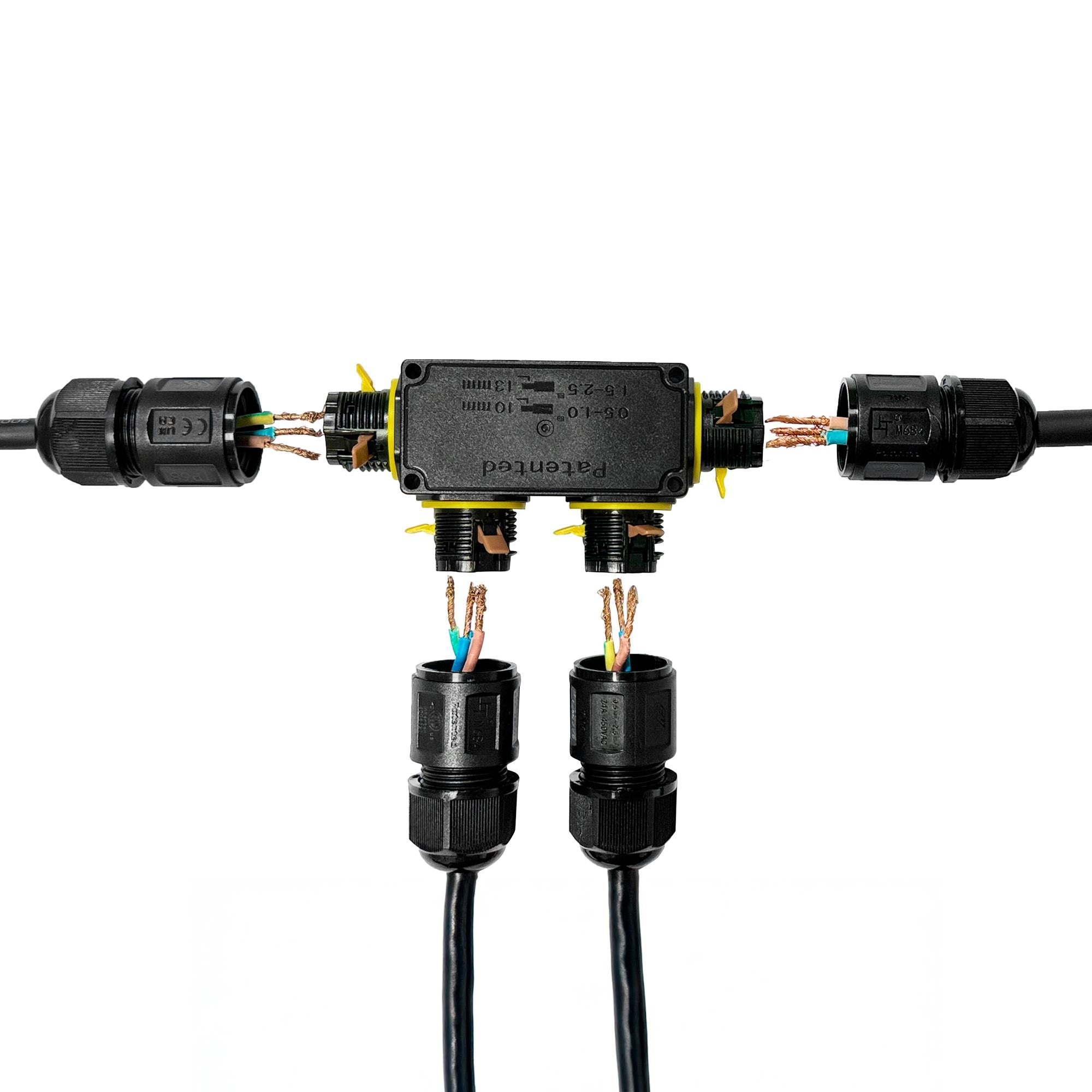 Conector impermeable en F - 3P - IP68 - 0,5-2,5mm² - 24A - T105