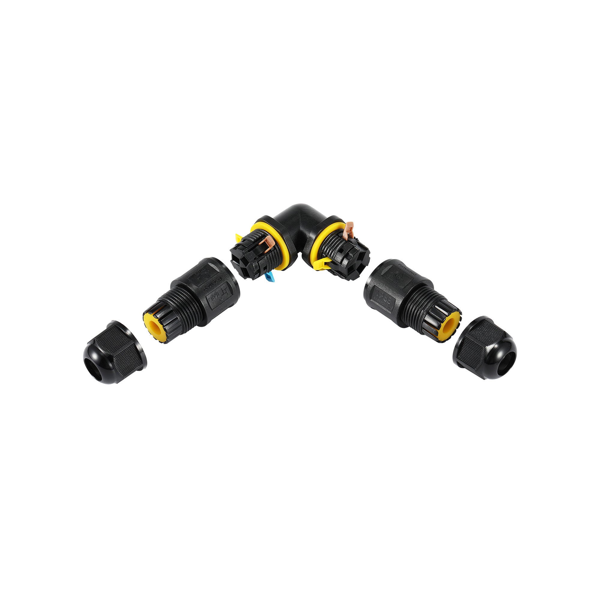 Conector impermeable en L - 3P - IP68 - 0,5-2,5mm² - 24A - T105