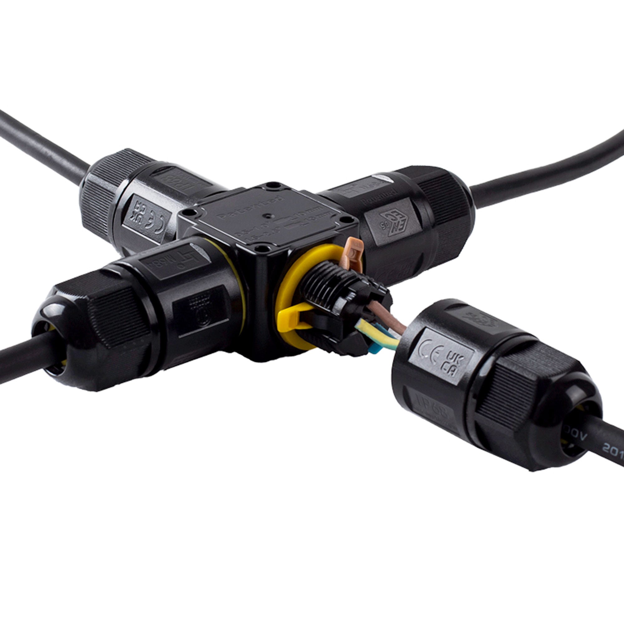 Conector impermeable en X - 3P - IP68 - 0,5-2,5mm² - 24A - T105