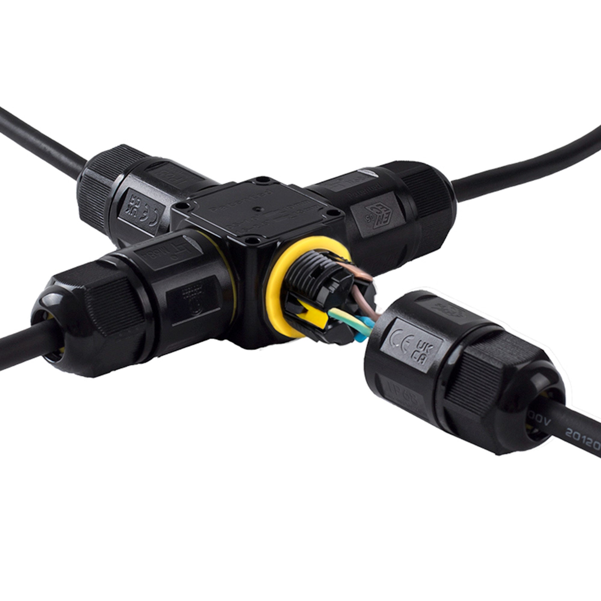 Conector impermeable en X - 3P - IP68 - 0,5-2,5mm² - 24A - T105