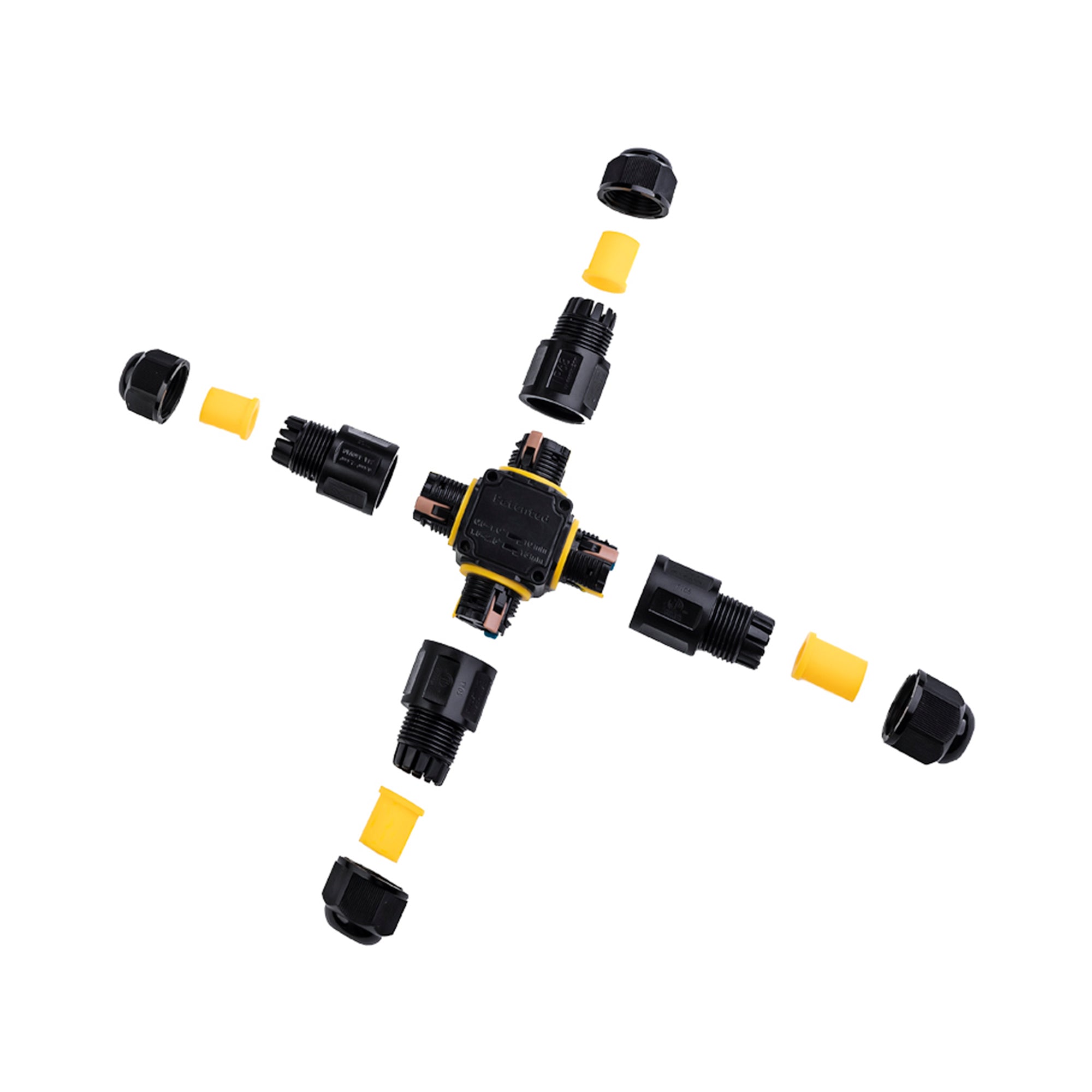 Conector impermeable en X - 3P - IP68 - 0,5-2,5mm² - 24A - T105