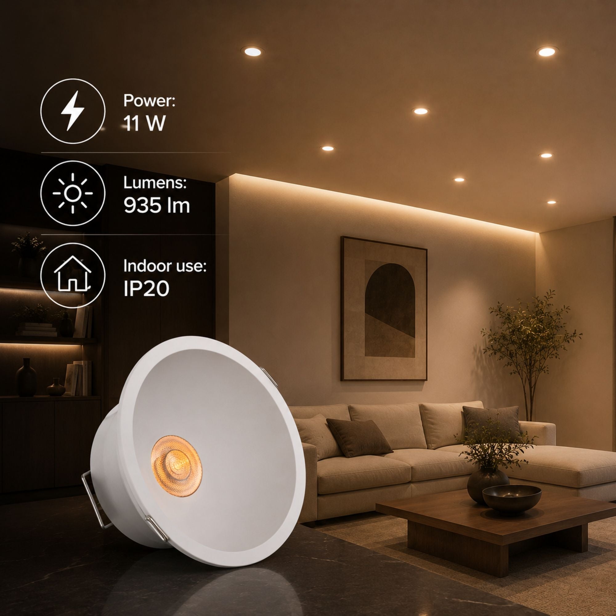 Foco LED empotrable 11W "KOPPA"- Óptica 24º - Corte Ø 100mm - Bajo UGR