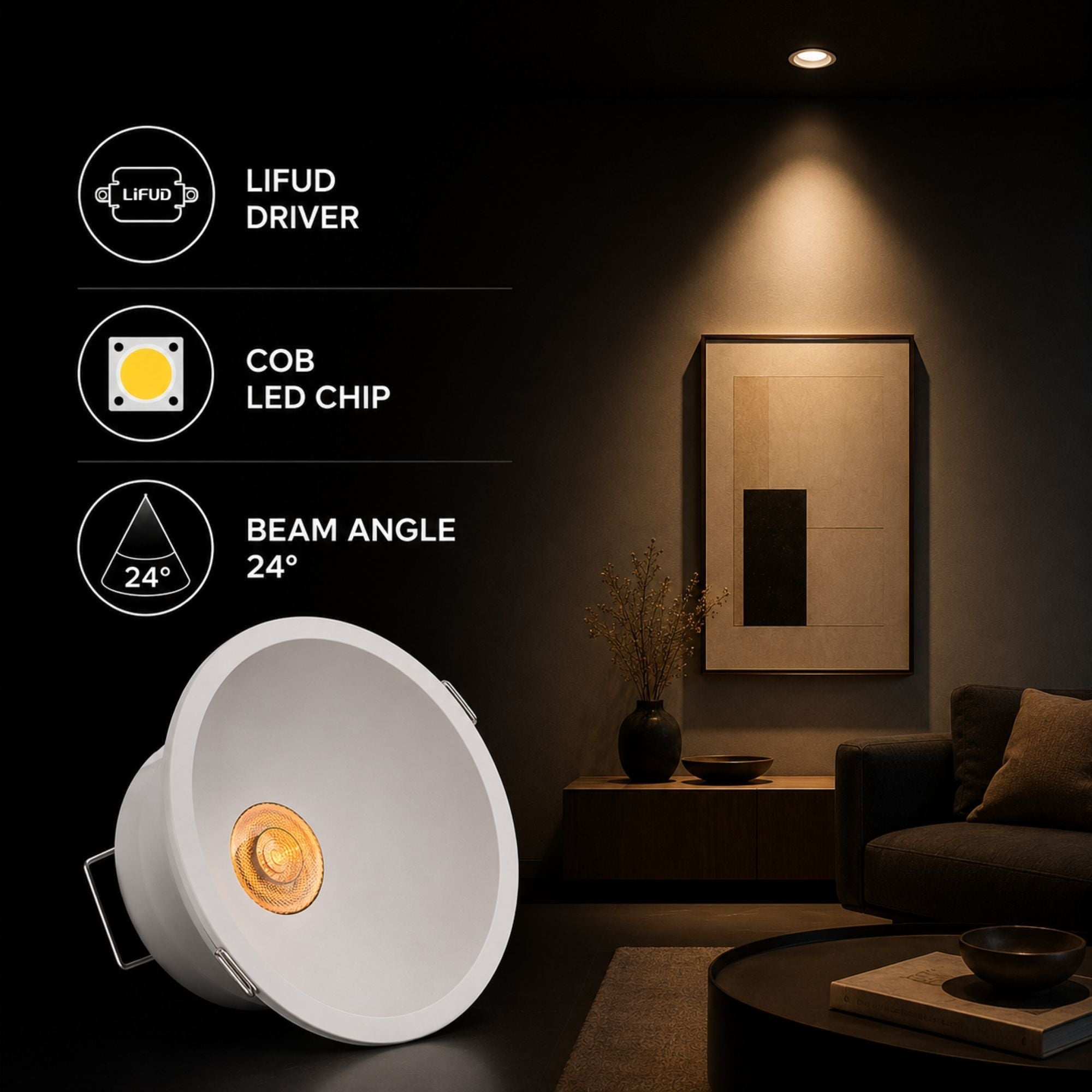 Foco LED empotrable 11W "KOPPA"- Óptica 24º - Corte Ø 100mm - Bajo UGR