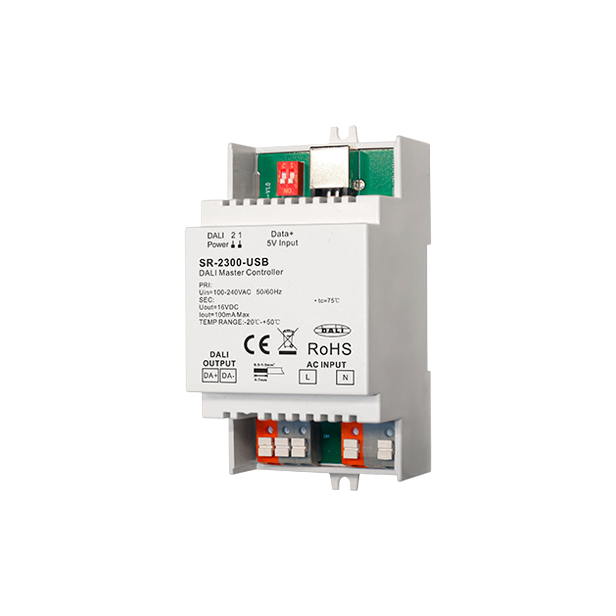 Controlador maestro DALI para carril DIN - USB - 64 dispositivos