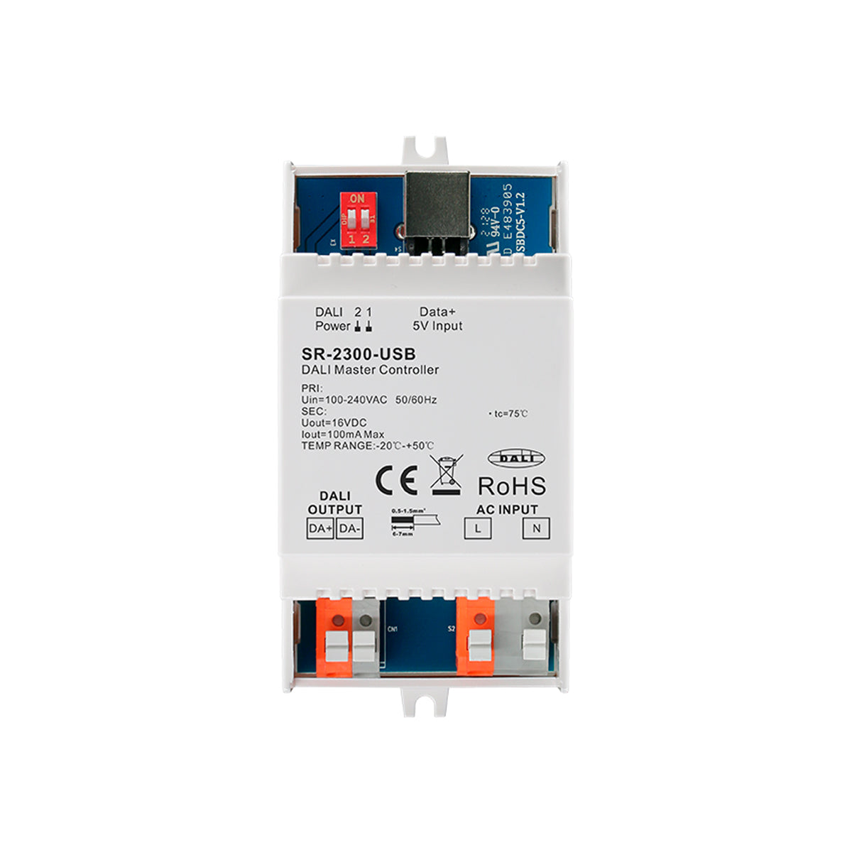 Controlador maestro DALI para carril DIN - USB - 64 dispositivos