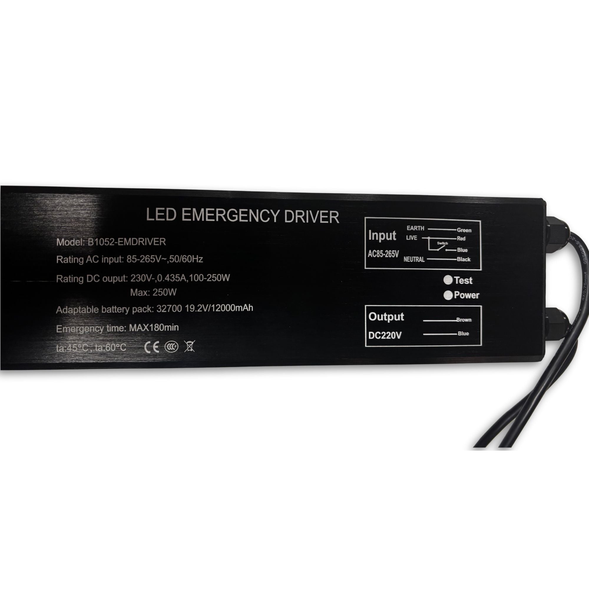 Driver LED para emergencia - Salida 100/250W - 3h autonomía