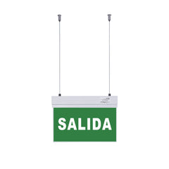 Luz de emergencia permanente con cartel "SALIDA" - Suspensión