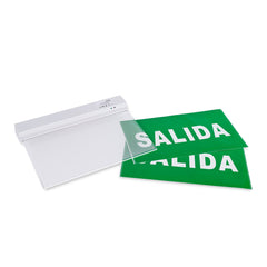 Luz de emergencia permanente con cartel "SALIDA" - Suspensión