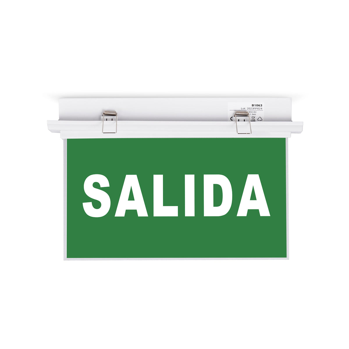 Luz de emergencia permanente con cartel "SALIDA" - Empotrable