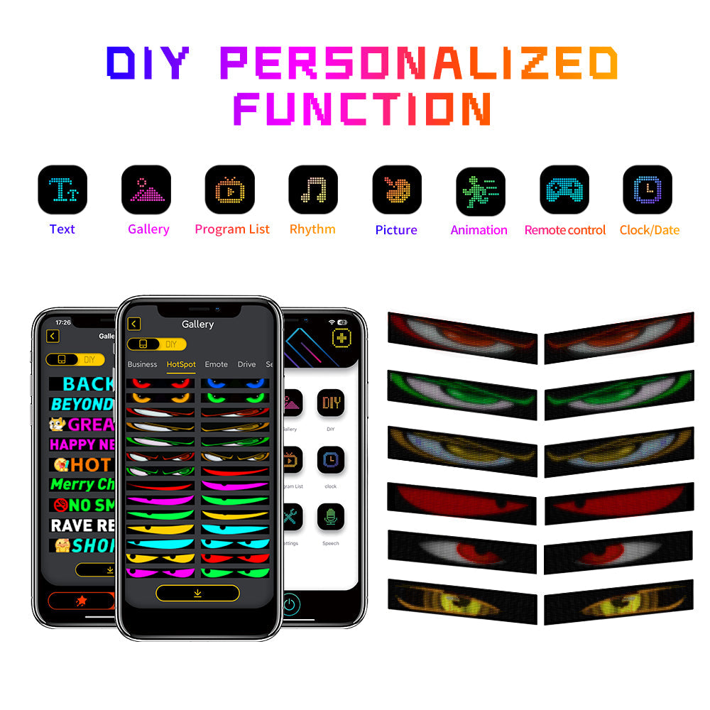 Display LED flexible doble - 12 x 59,5 cm - USB + Bluetooth + mando a distancia