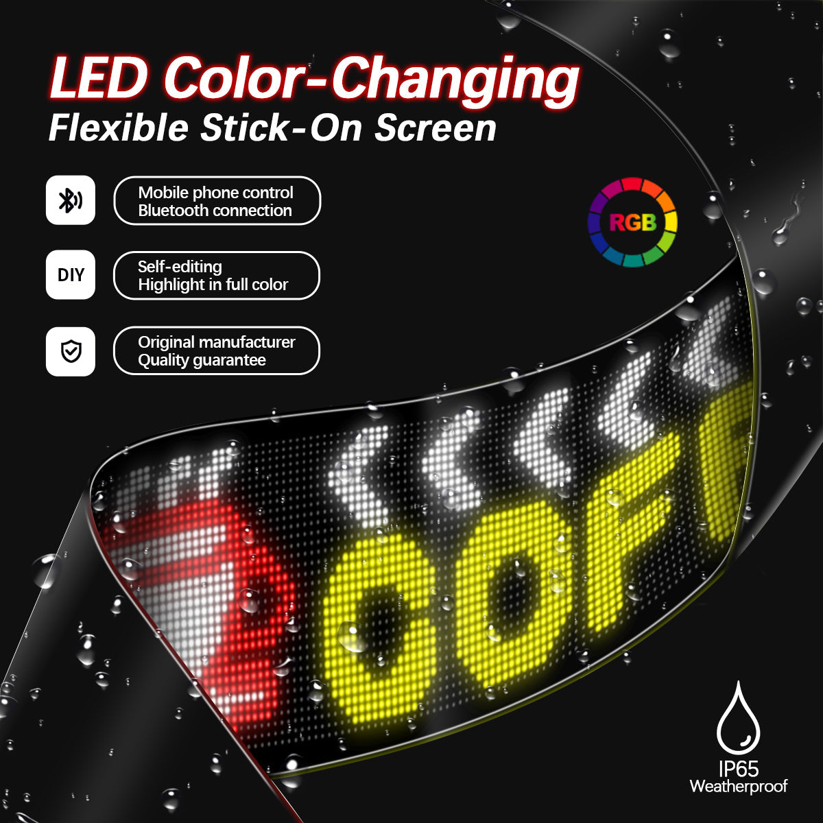 Display LED flexible programable - 192 x 28 cm - USB + Bluetooth + mando a distancia