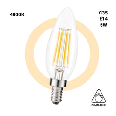 Bombilla LED Vela E14 5W Regulable C35 – 550 Lúmenes
