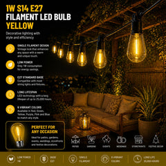 Bombilla LED Filamento - S14 E27 - 1W - Cristal de colores