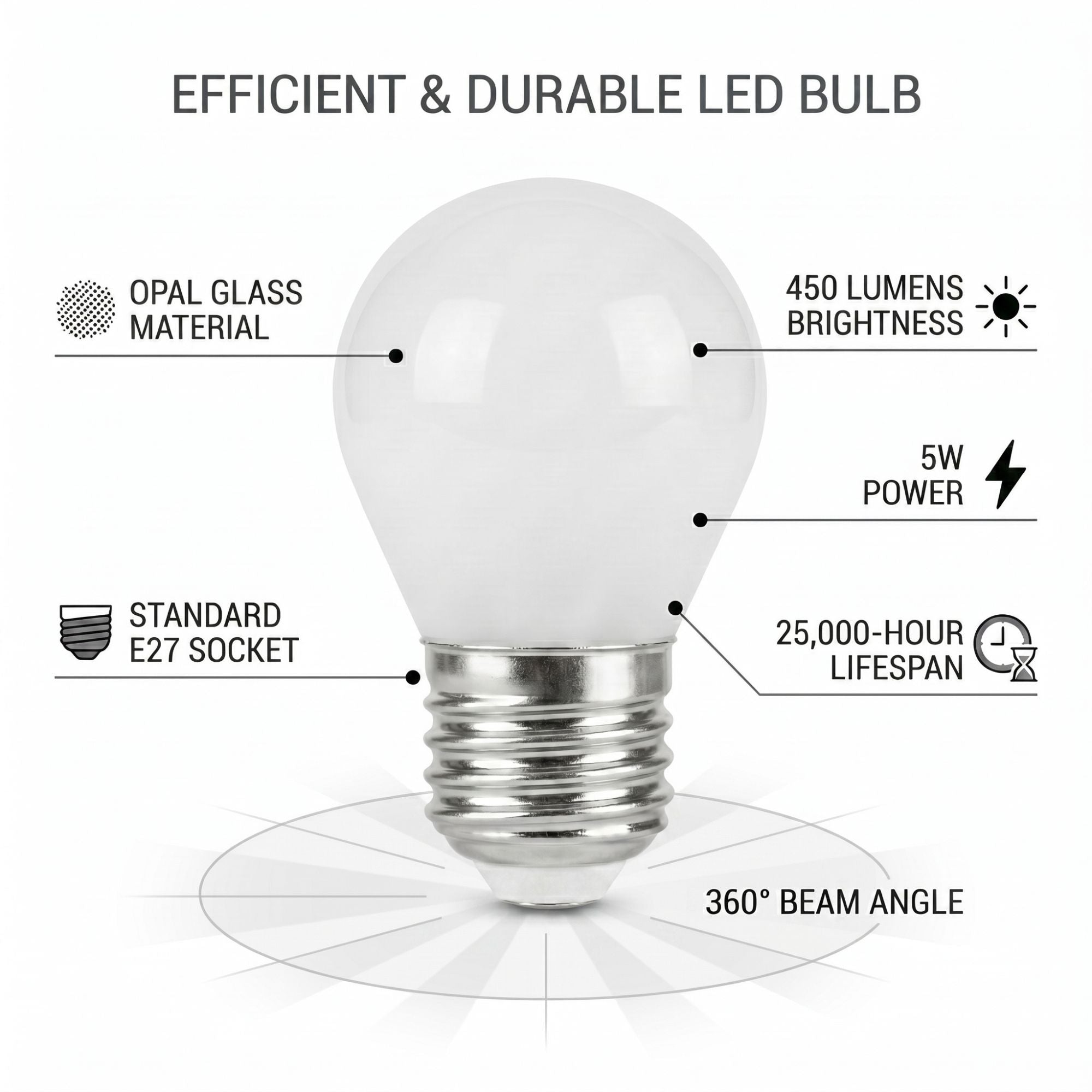 Bombilla filamento LED "Milky" - G45 E27 - 5W - Luz Cálida 3000K